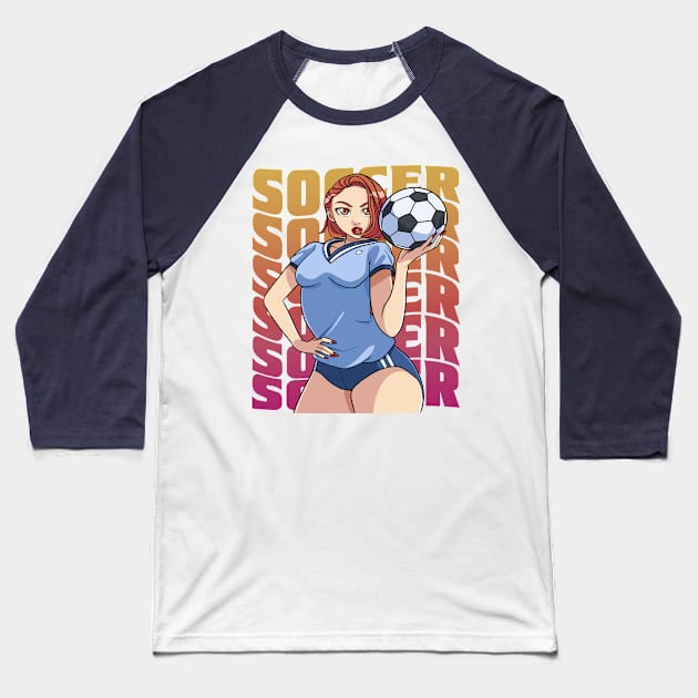 Female Soccer Player Boys Girls Goalkeeper Futbol Lover Gift Baseball T-Shirt by Noseking